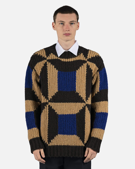 Dries Van Noten mens sweater Tibor Sweater in Brown/Blue