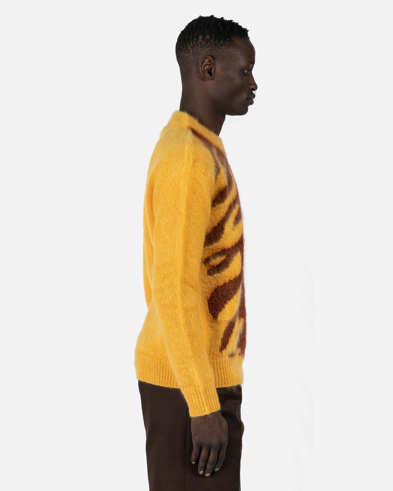 Tiger Intarsia Crewneck Sweater in Maize