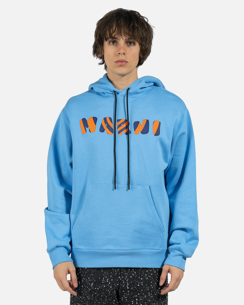 Marni Men's Sweatshirts Tiger Logo Hoodie in Cobalt