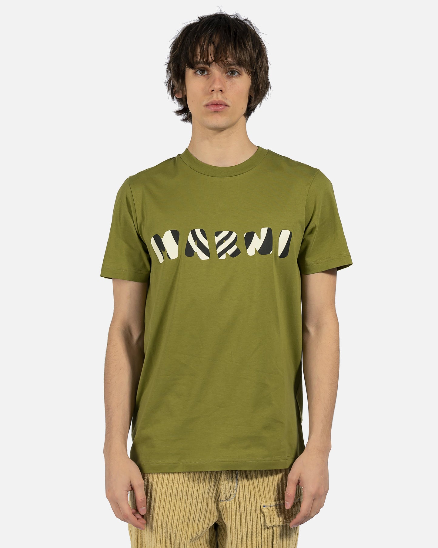 Marni Men's T-Shirts Tiger Logo T-Shirt in Dusty Olive