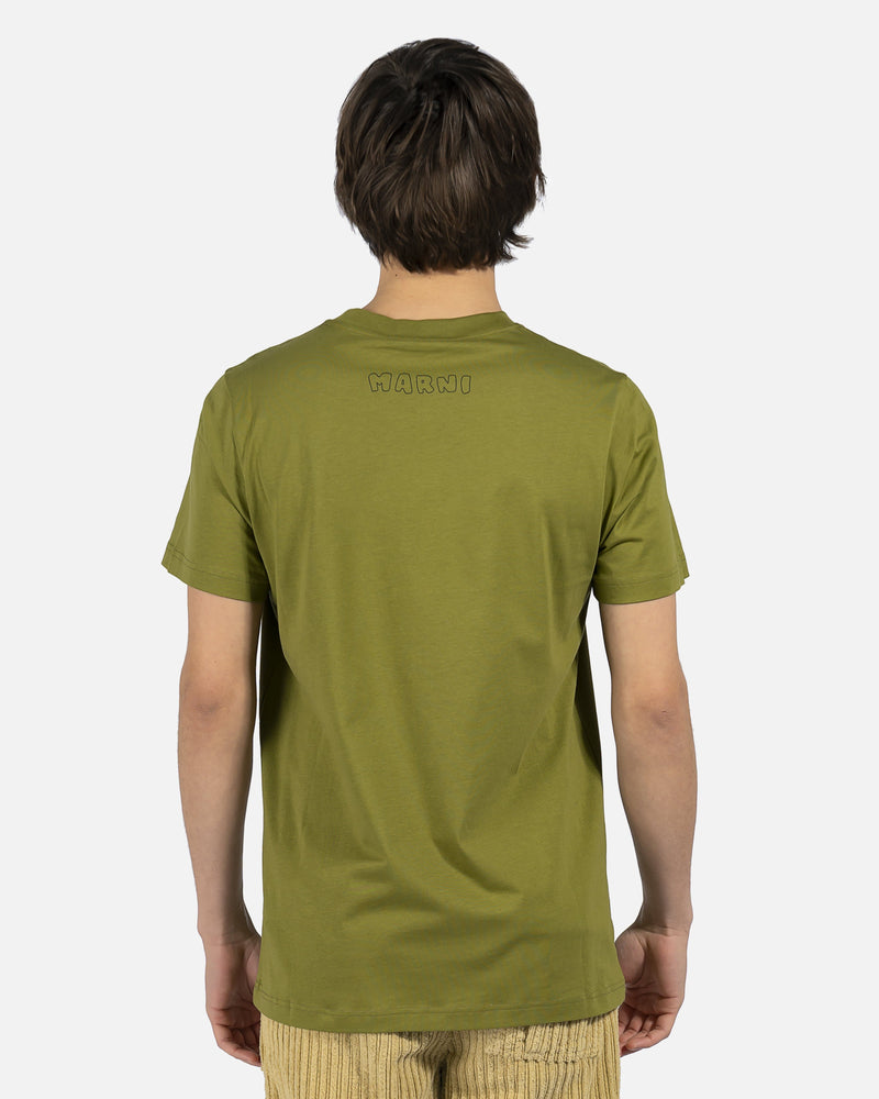 Marni Men's T-Shirts Tiger Logo T-Shirt in Dusty Olive