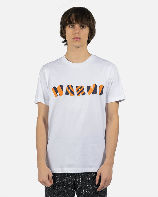 Marni Men's T-Shirts Tiger Logo T-Shirt in Lily White