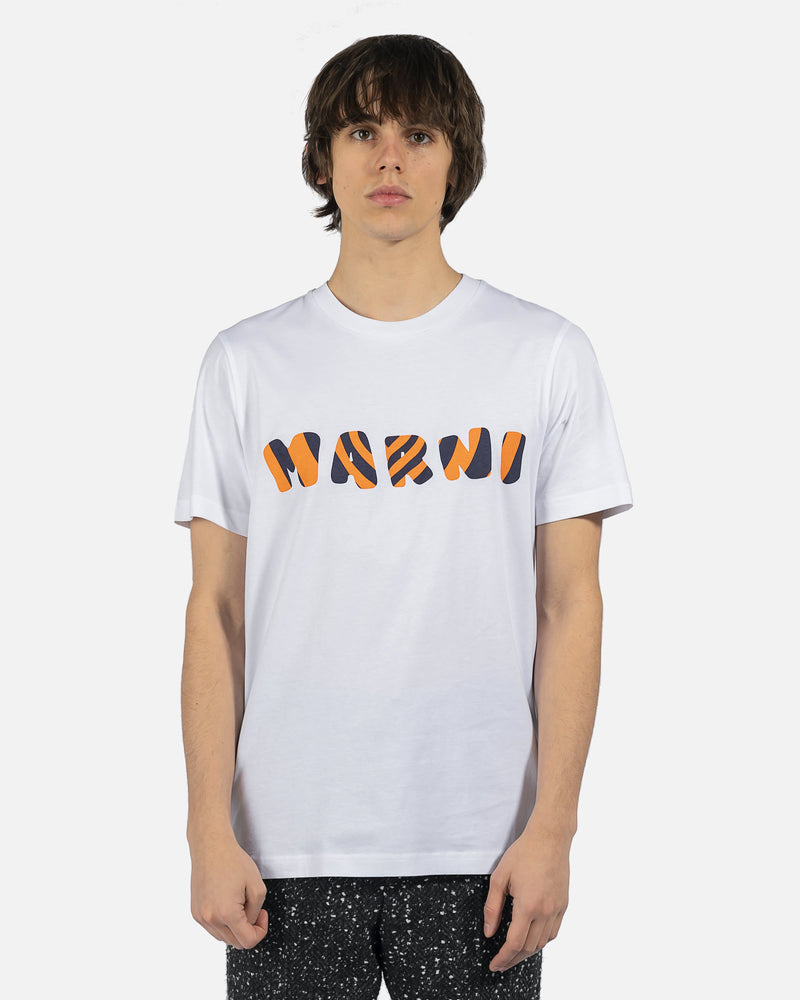 Marni Men's T-Shirts Tiger Logo T-Shirt in Lily White