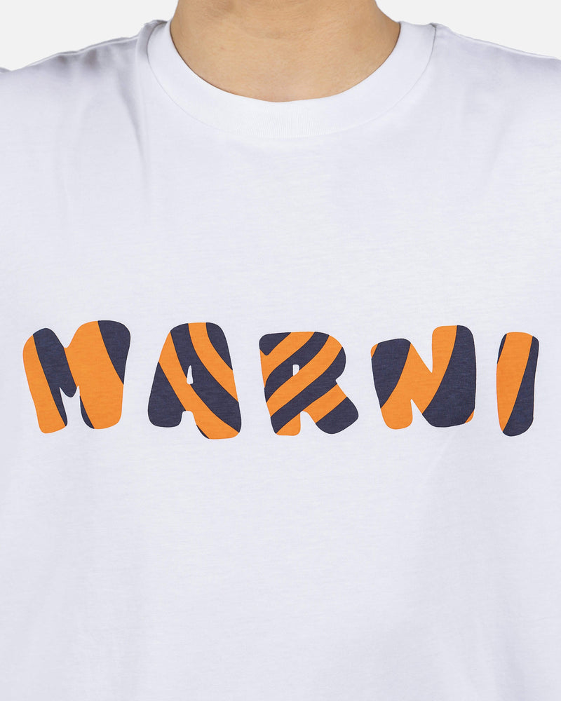 Marni Men's T-Shirts Tiger Logo T-Shirt in Lily White