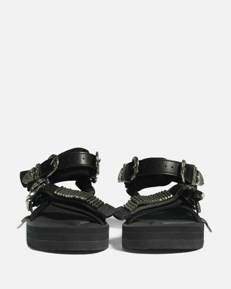 Toga Depa Double Strap Metal Embellished Sandals in Black – SVRN