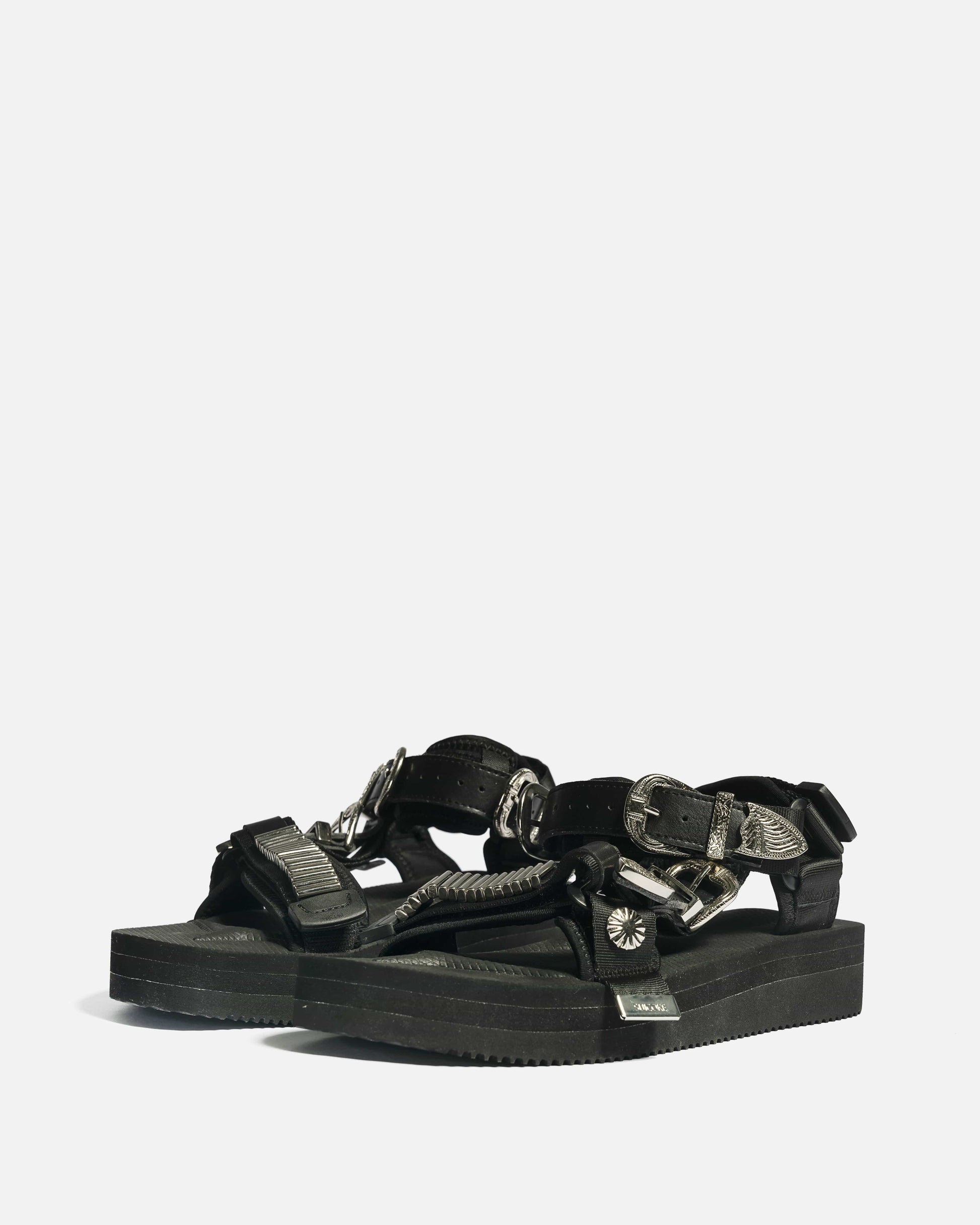 Suicoke Womens Sneakers Toga Depa Double Strap Metal Embellished Sandals in Black