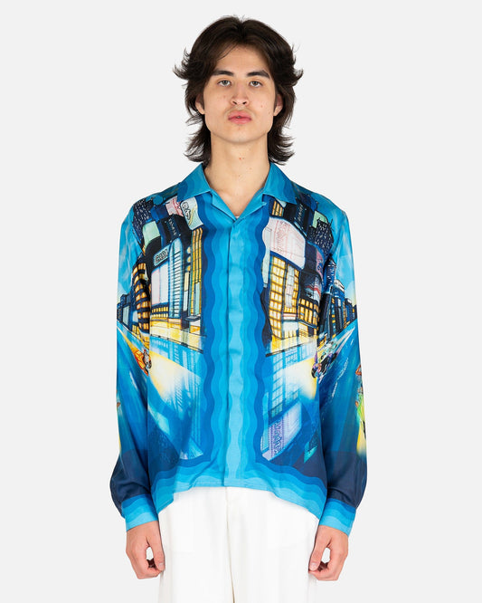 Casablanca Men's Shirts Tokyo Nights Long Sleeve Cuban Collar Shirt in Multi