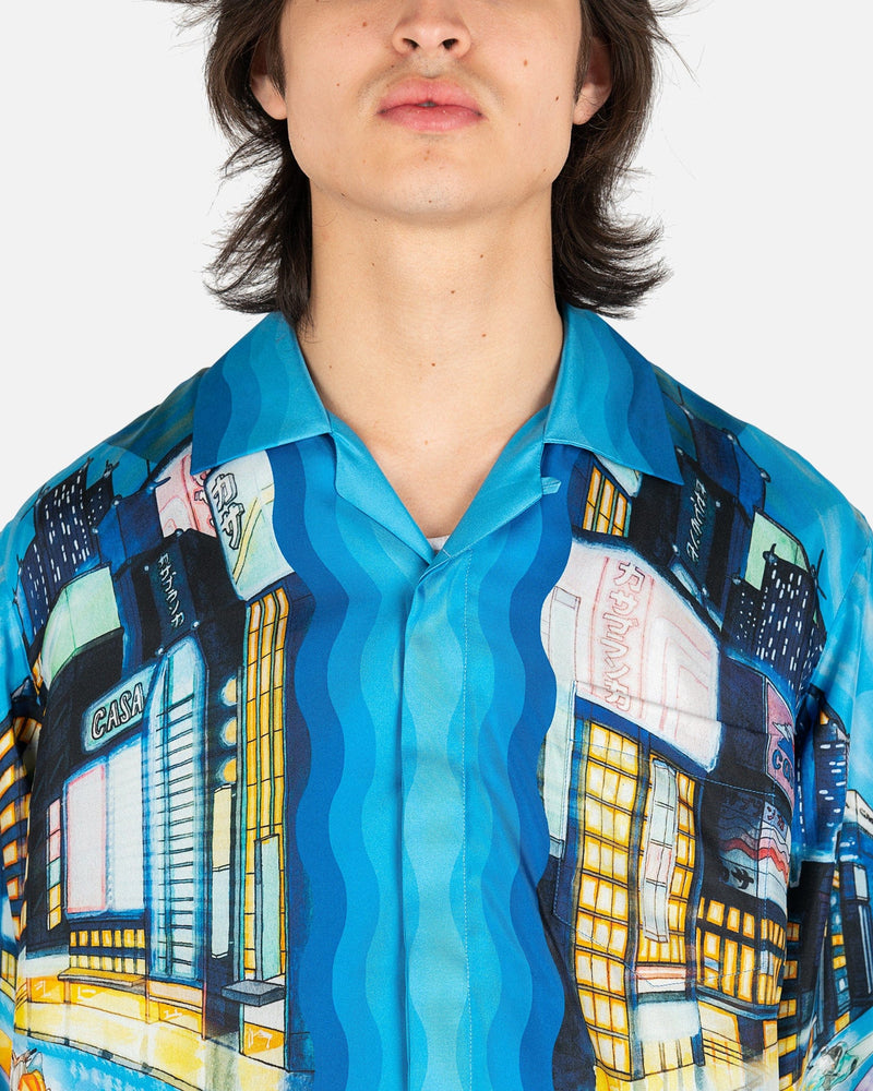 Casablanca Men's Shirts Tokyo Nights Long Sleeve Cuban Collar Shirt in Multi
