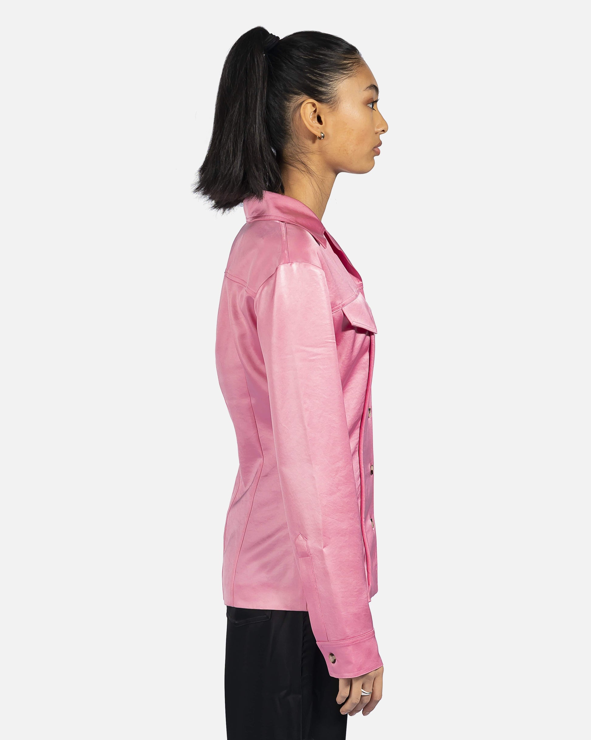 Nanushka Women Tops Tosca Glossy Satin Shirt in Pink