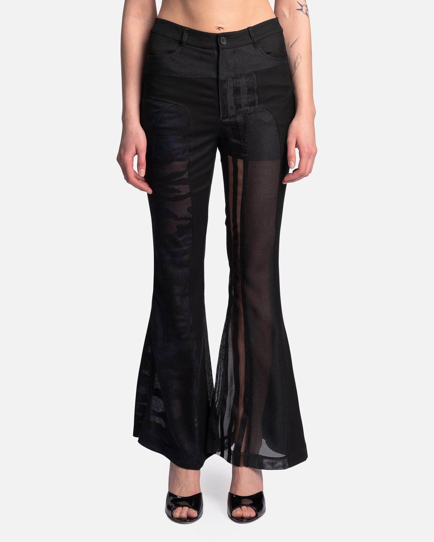Translucent Flared Trousers in Black – SVRN