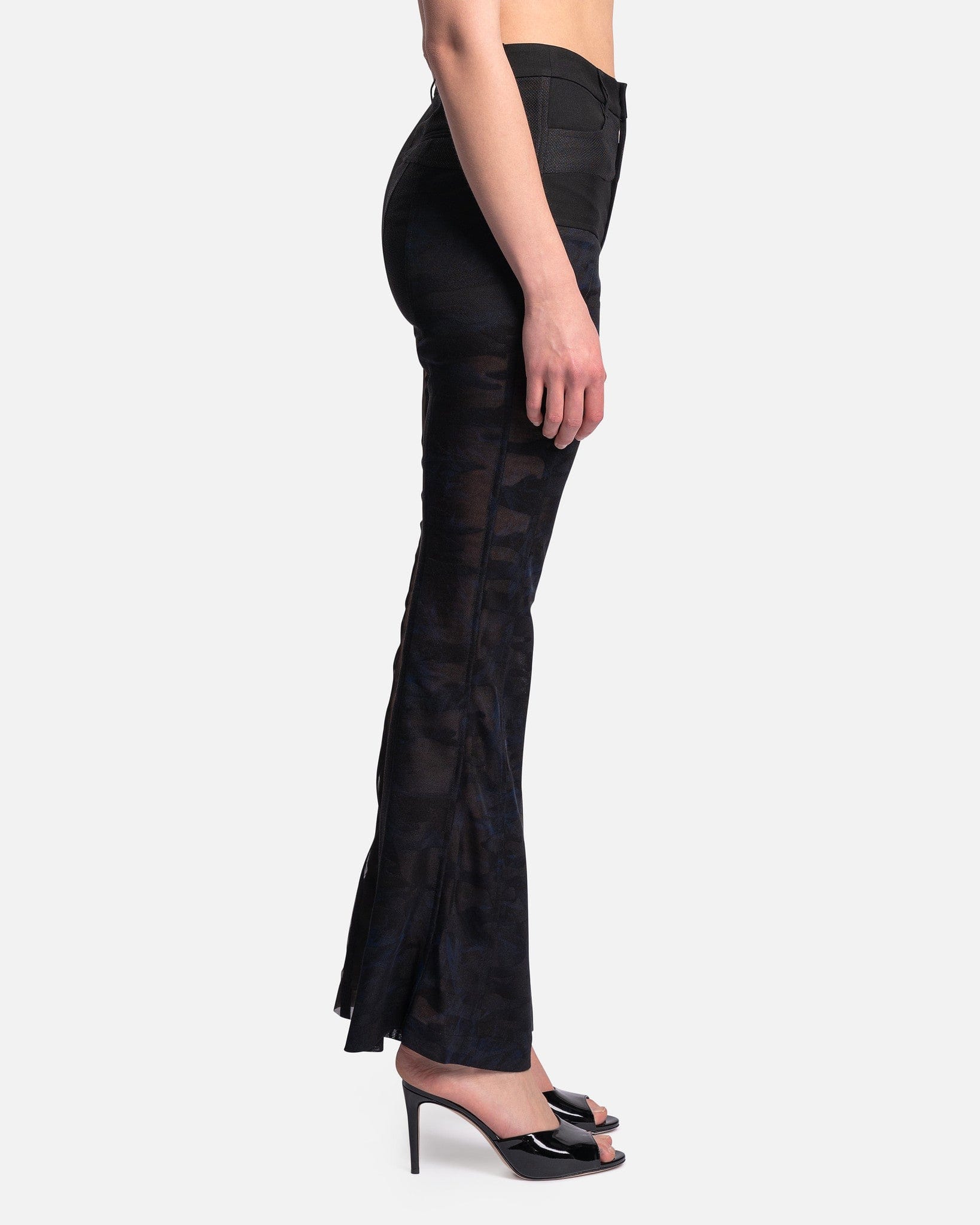 Feng Chen Wang Women Pants Translucent Flared Trousers in Black
