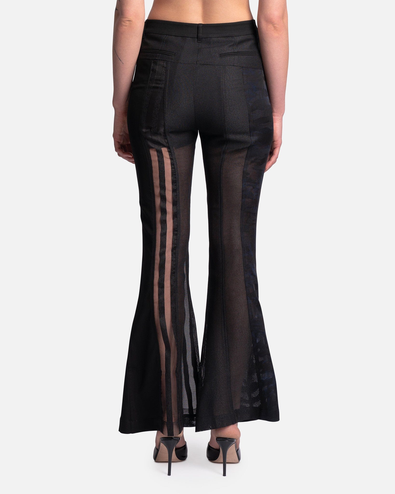 Feng Chen Wang Women Pants Translucent Flared Trousers in Black