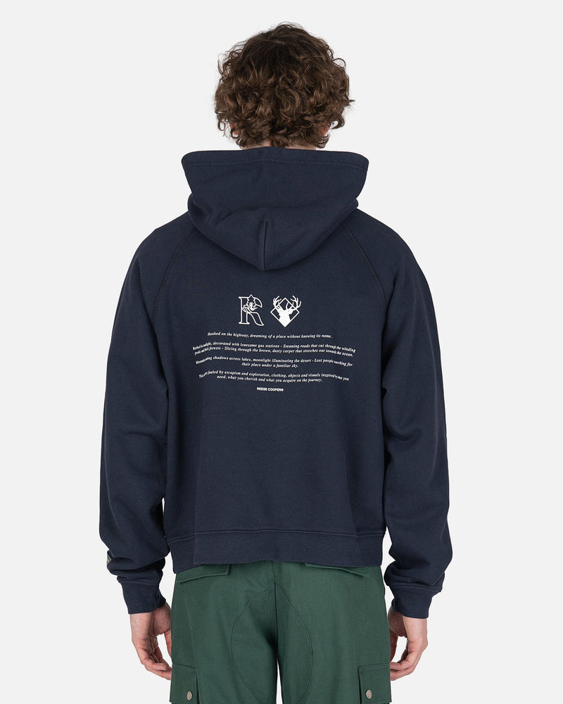 Reese Cooper Men's Sweatshirts Tree Script Hooded Sweatshirt in Navy Blue
