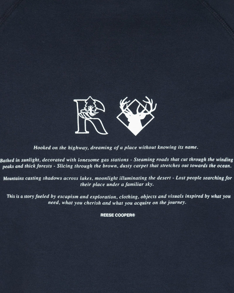Reese Cooper Men's Sweatshirts Tree Script Hooded Sweatshirt in Navy Blue