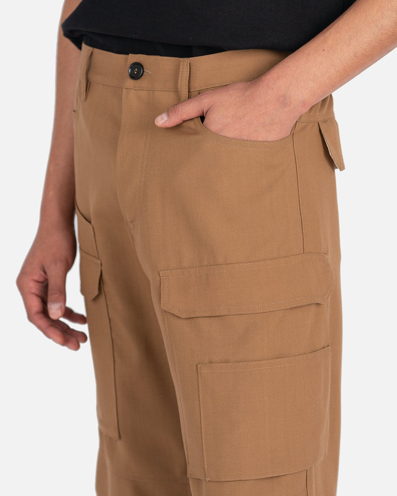 Marni Men's Pants Tropical Wool Cargo Pants in Hazelnut