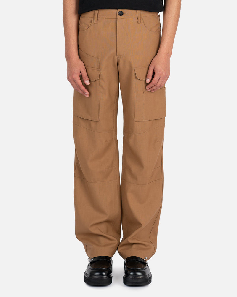 Marni Men's Pants Tropical Wool Cargo Pants in Hazelnut