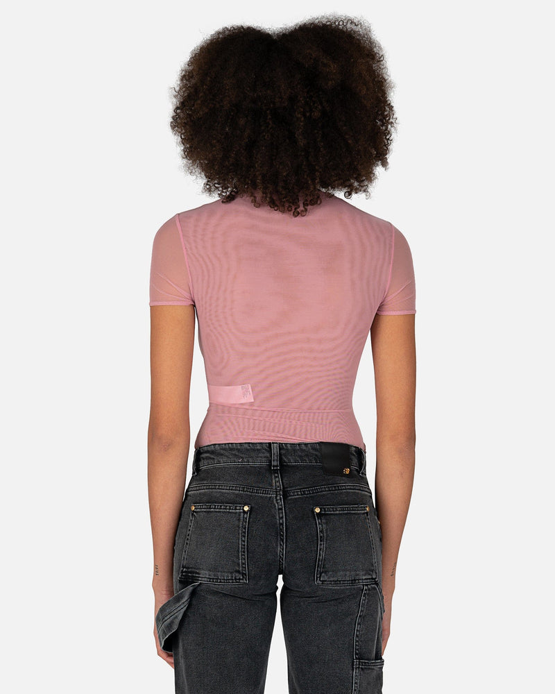 Tulle T-Shirt with Rhinestone Logo in Pink – SVRN