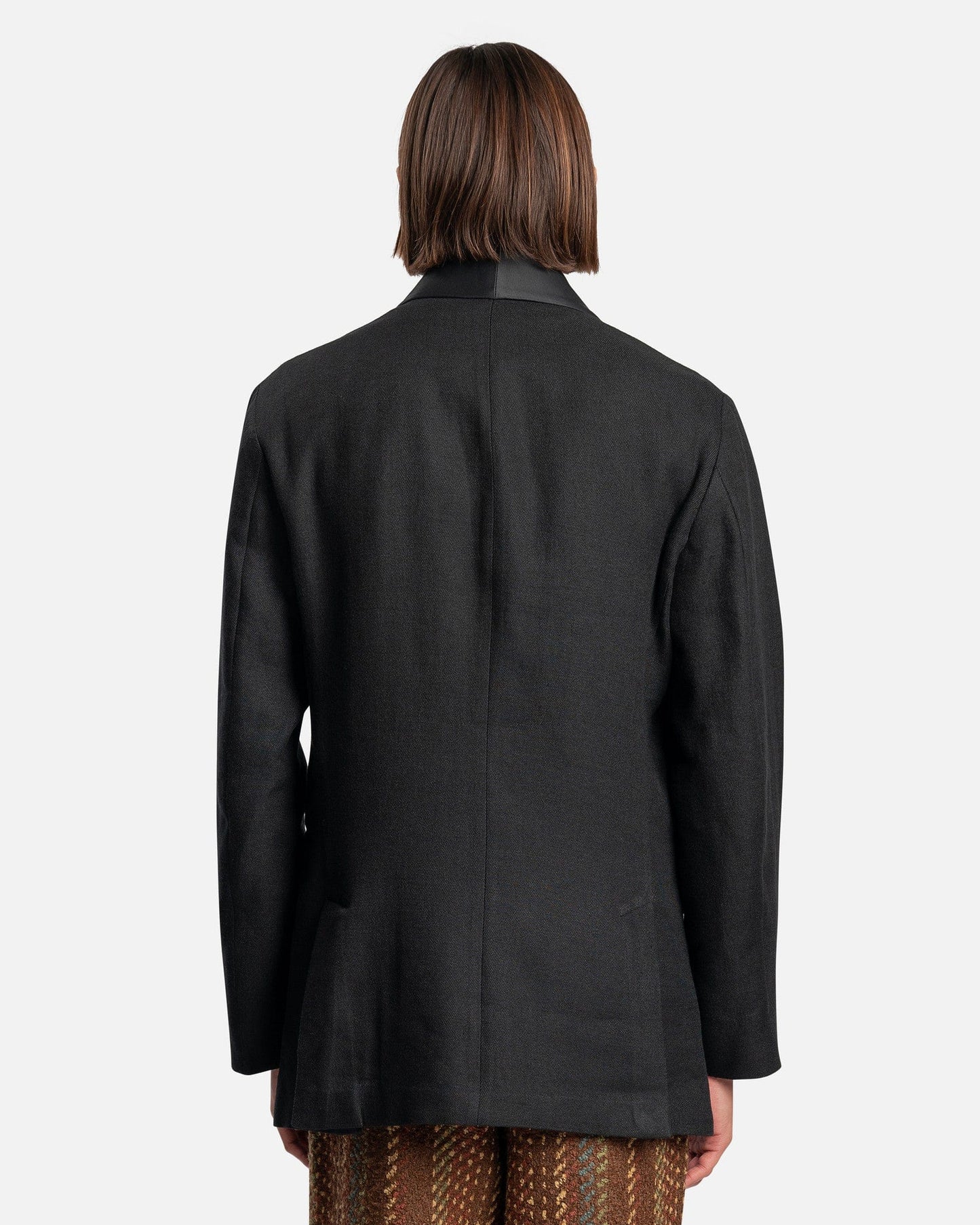 Our Legacy Men's Jackets Tuxedo Blazer in Black Linen Wool