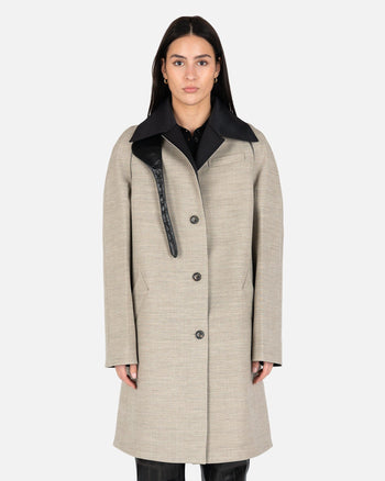 Peter Do Men's Coat Tuxedo Zip Raglan Coat in Parchment/Black