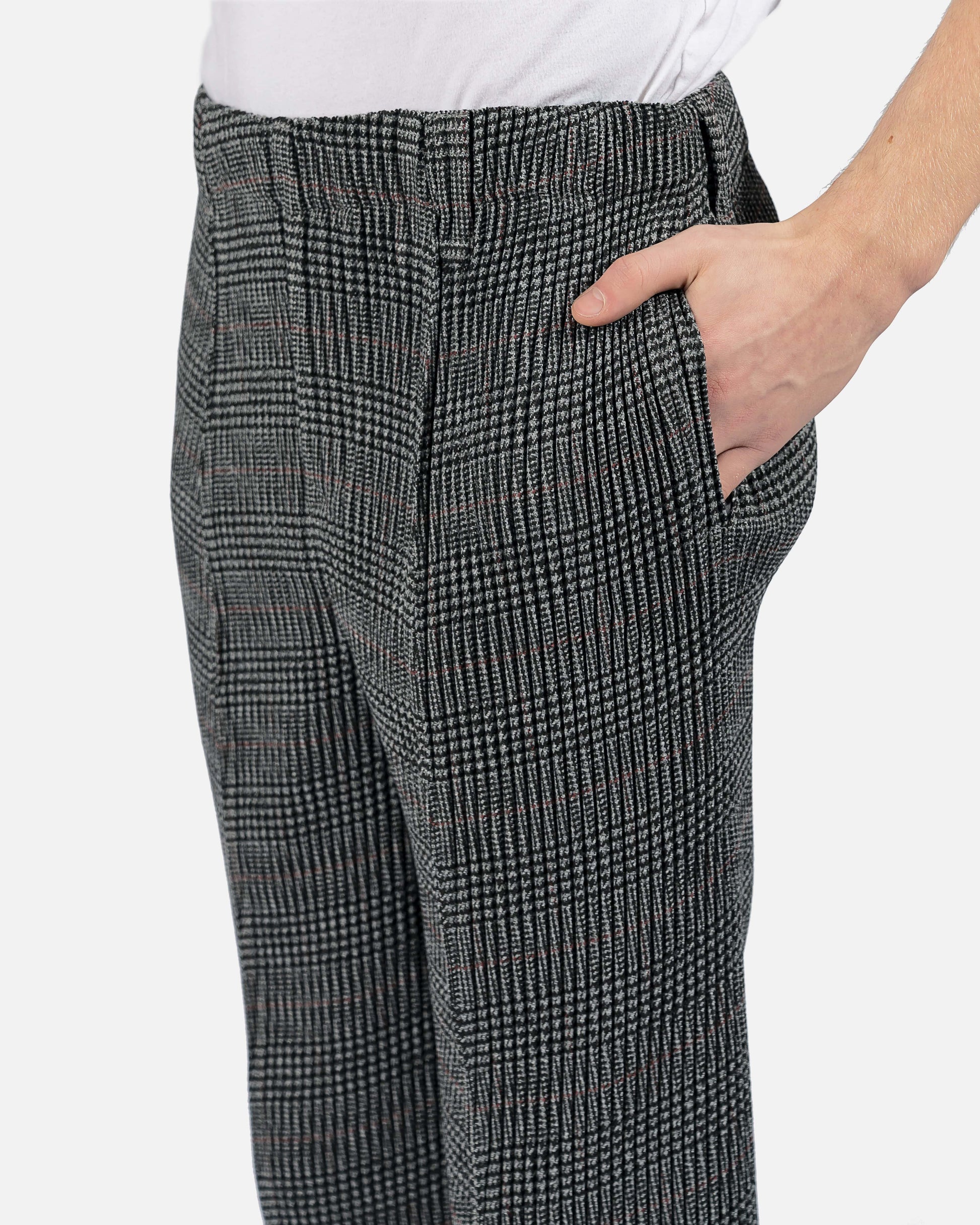 Homme Plissé Issey Miyake Men's Pants Tweed Pleats Trousers in Grey