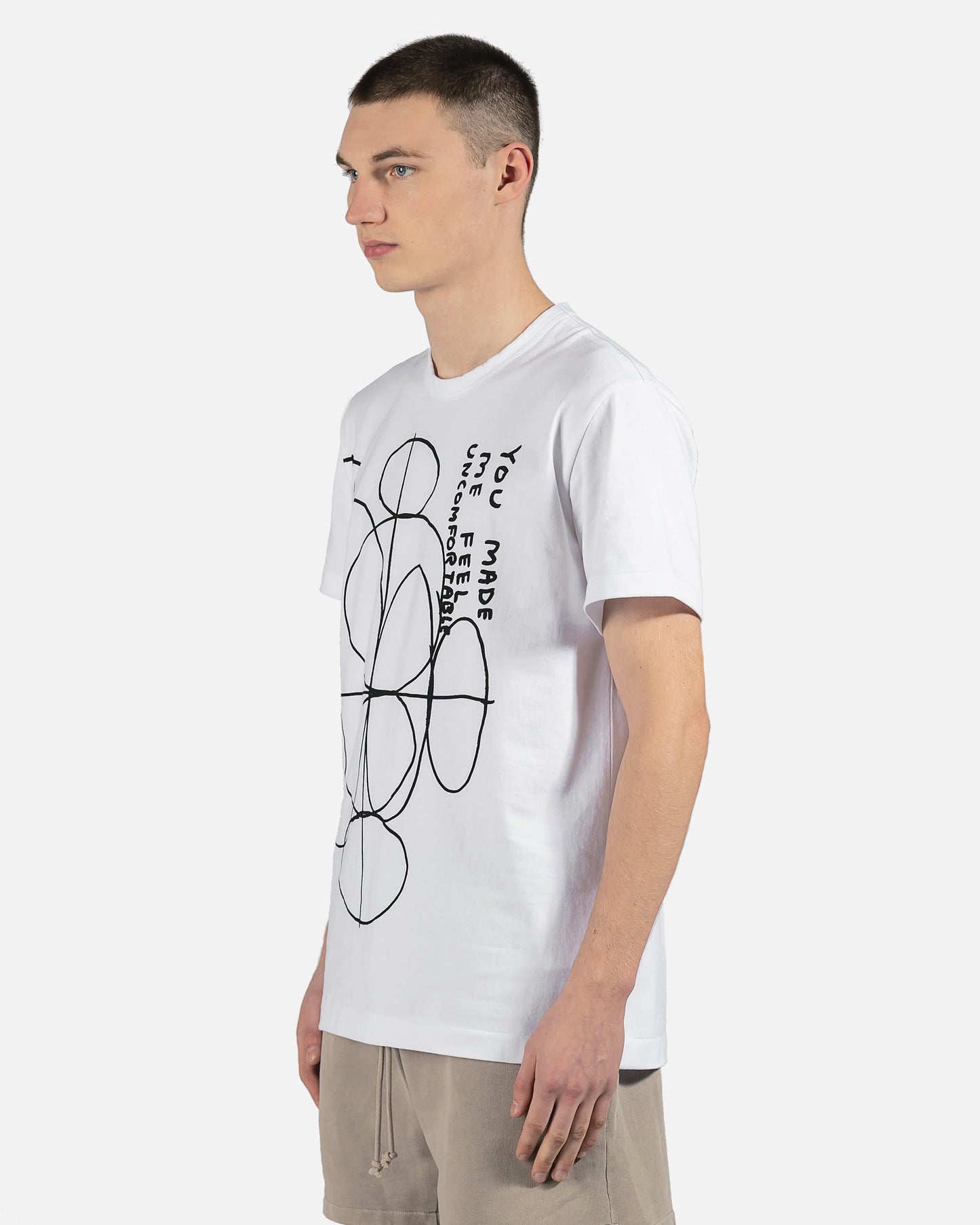 Comme des Garcons Homme Deux Men's T-Shirts Uncomfortable Graphic Tee in White