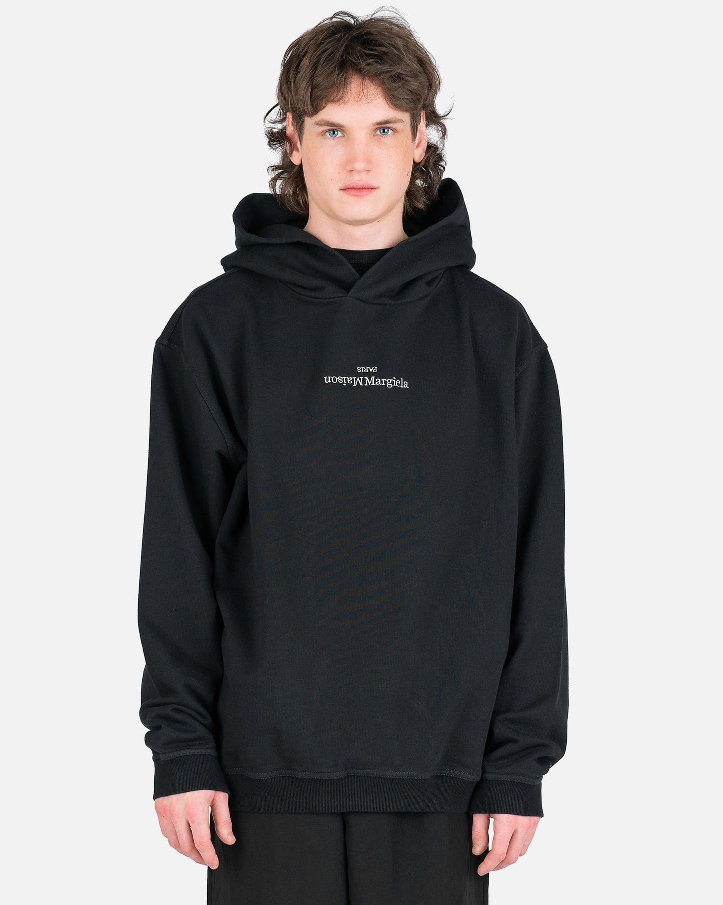 Maison Margiela Men's Sweatshirts Upside Down Logo Hoodie in Black