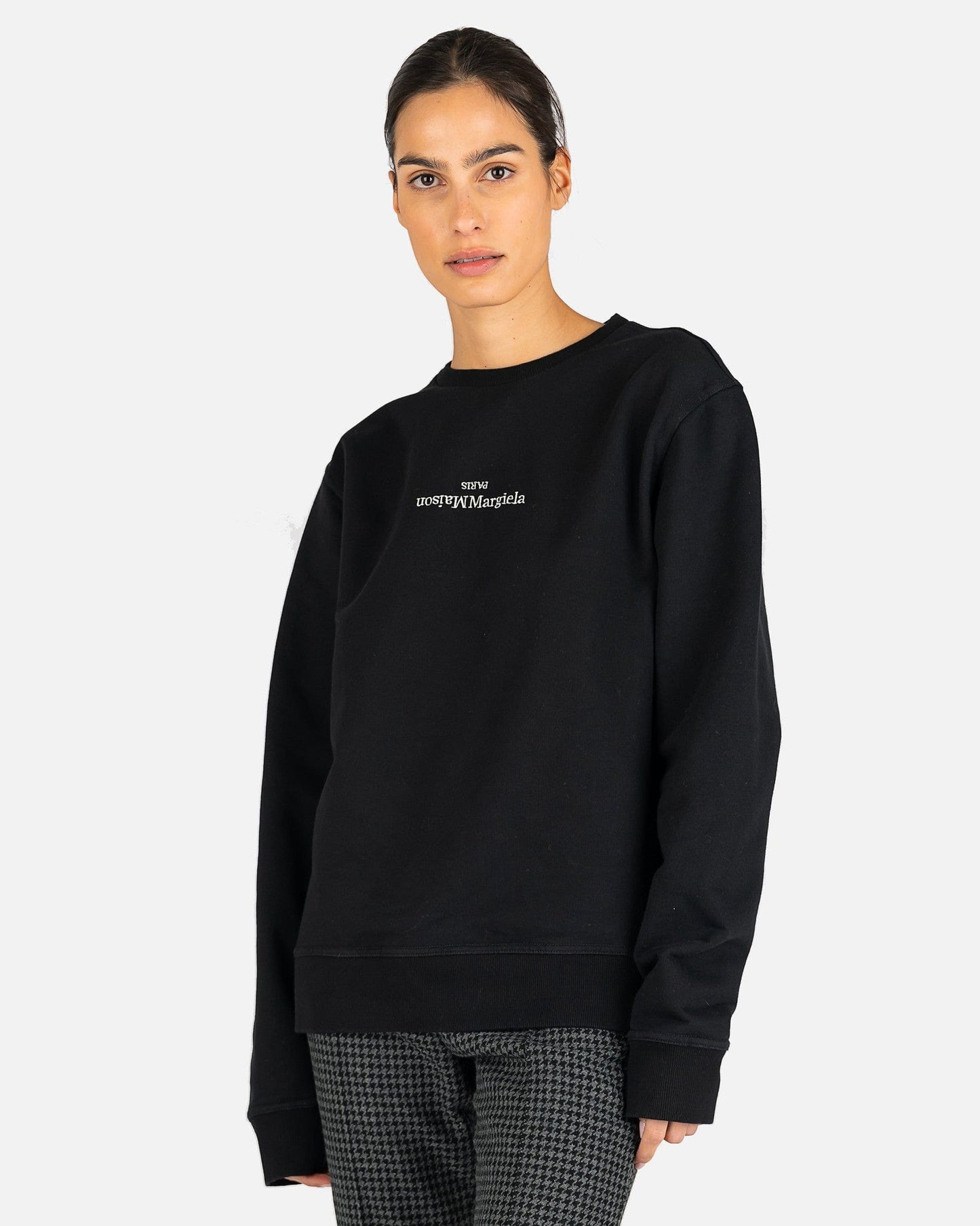 Maison Margiela Women's Sweatshirts Upside Down Logo Sweatshirt in Black