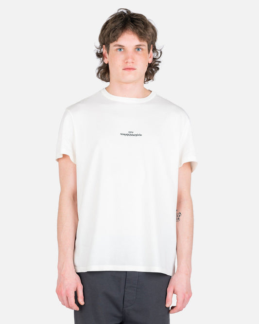 Maison Margiela Men's T-Shirts Upside Down Logo T-Shirt in White