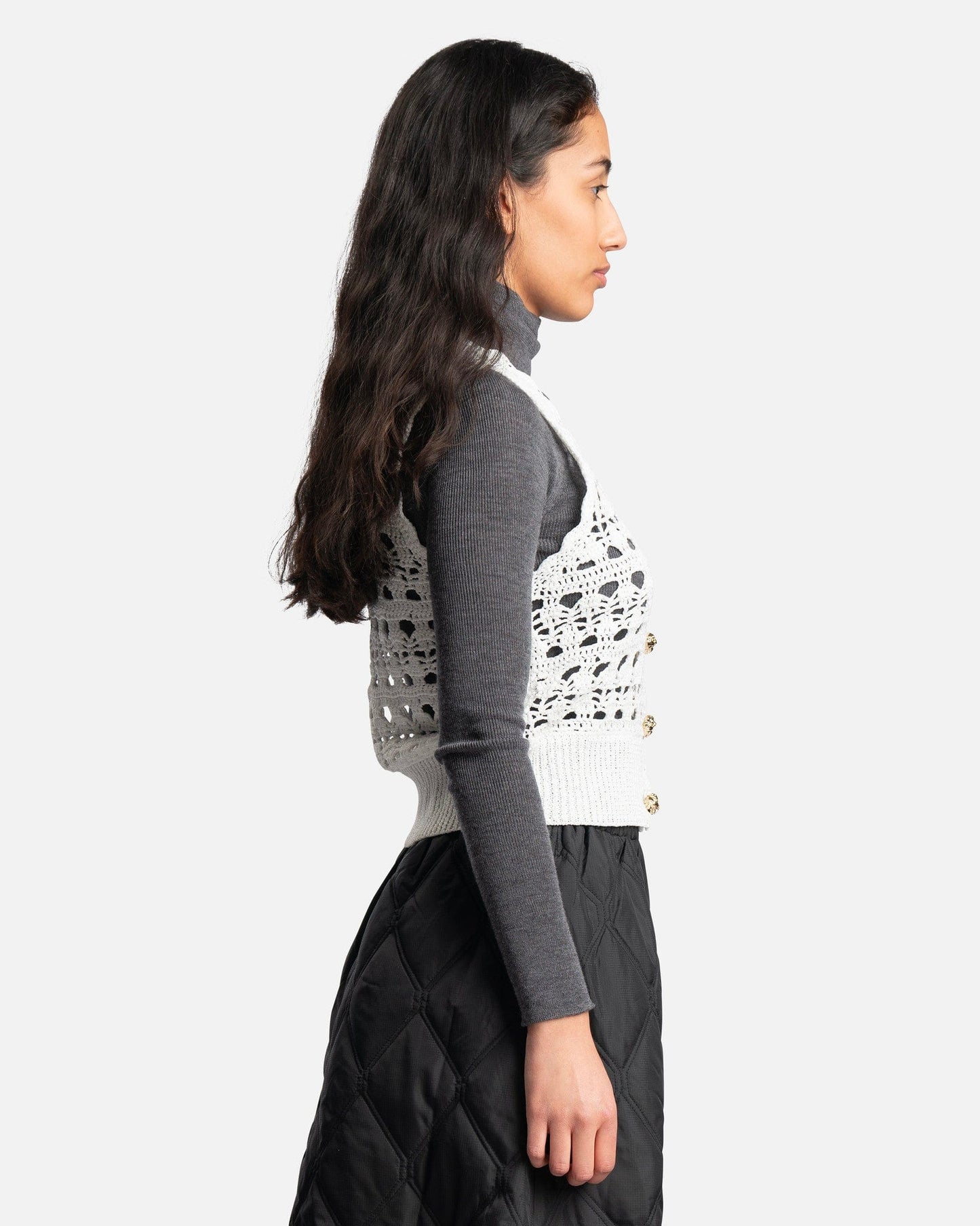 Ganni Women Sweaters V-Neck Vest in Egret