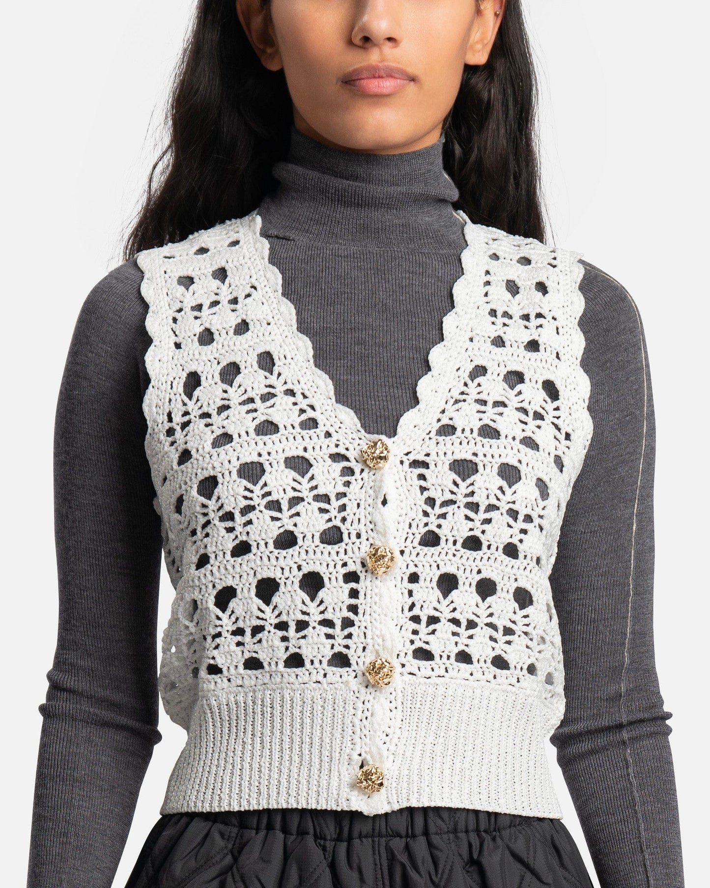 Ganni Women Sweaters V-Neck Vest in Egret