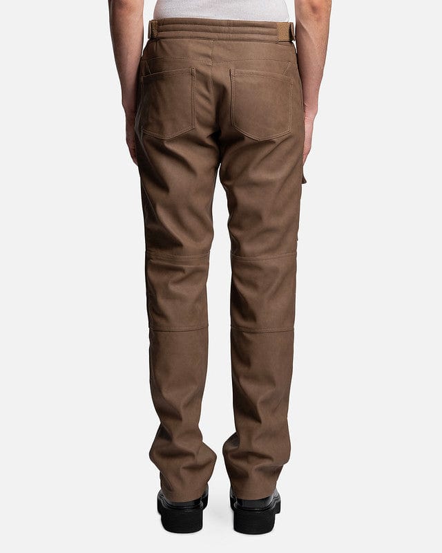 MISBHV Men's Pants Vegan Leather Moto Trousers in Brown
