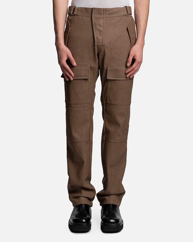 MISBHV Men's Pants Vegan Leather Moto Trousers in Brown