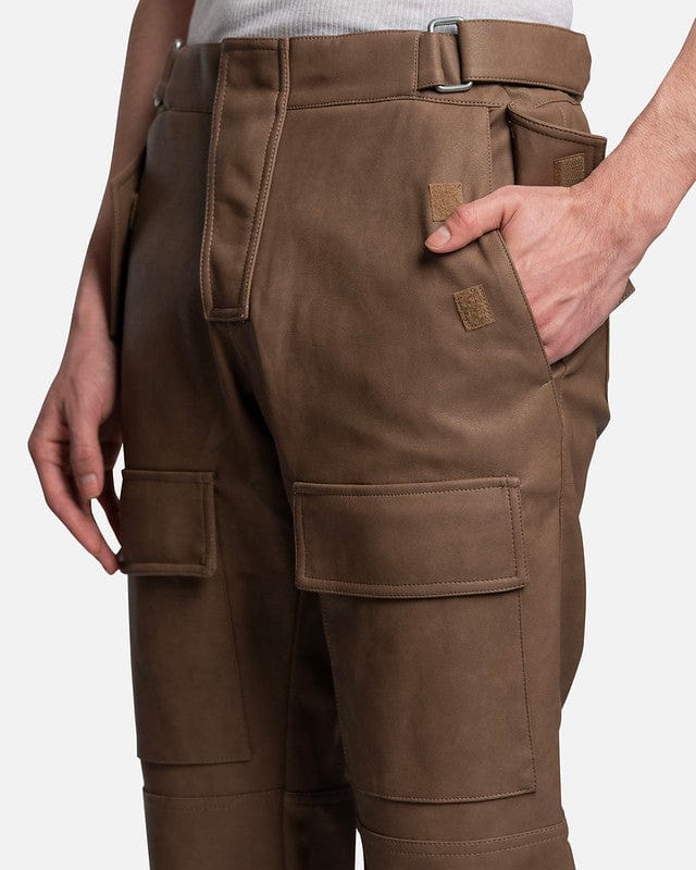MISBHV Men's Pants Vegan Leather Moto Trousers in Brown