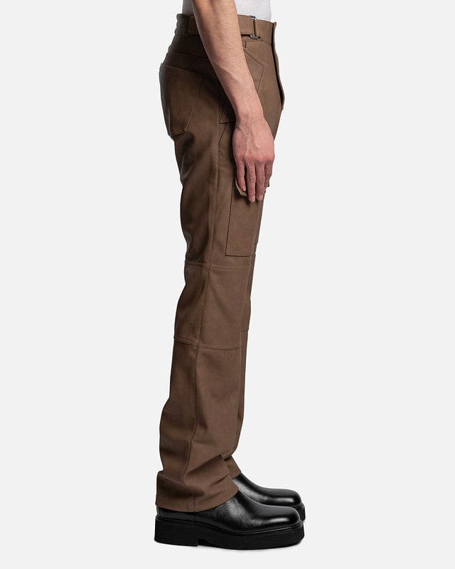 MISBHV Men's Pants Vegan Leather Moto Trousers in Brown