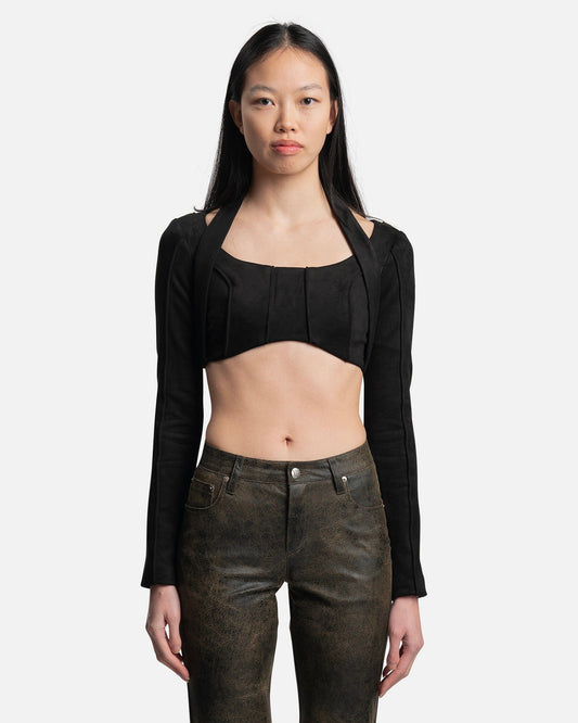 MISBHV Women Tops Vegan Suede Cropped Longsleeve in Black