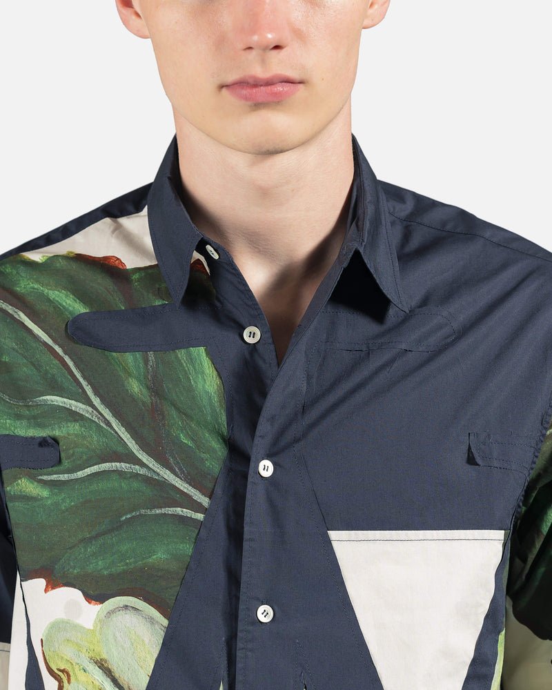 JW Anderson Men's Shirts Veggie Fruit Relaxed Anchor Applique Shirt in Navy
