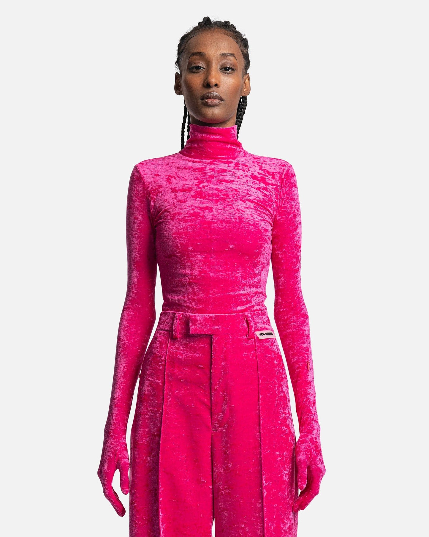 pink velvet dress with gloves VELVET GLOVE DRESS Andreeaa