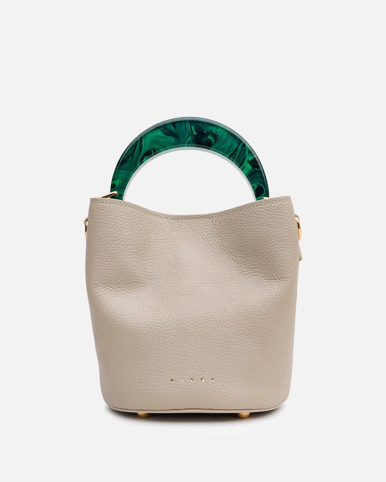 Marni Women Bags Venice Bucket Bag in Light Camel/Spherical Green