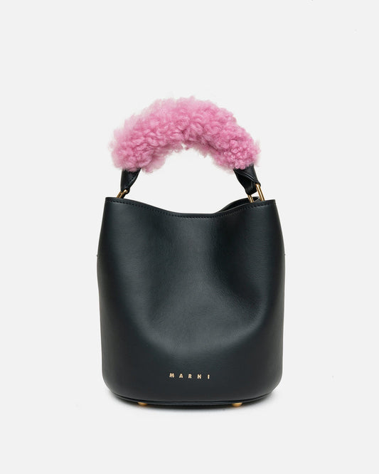 Marni Women Bags Venice Shearling Bucket Bag in Black