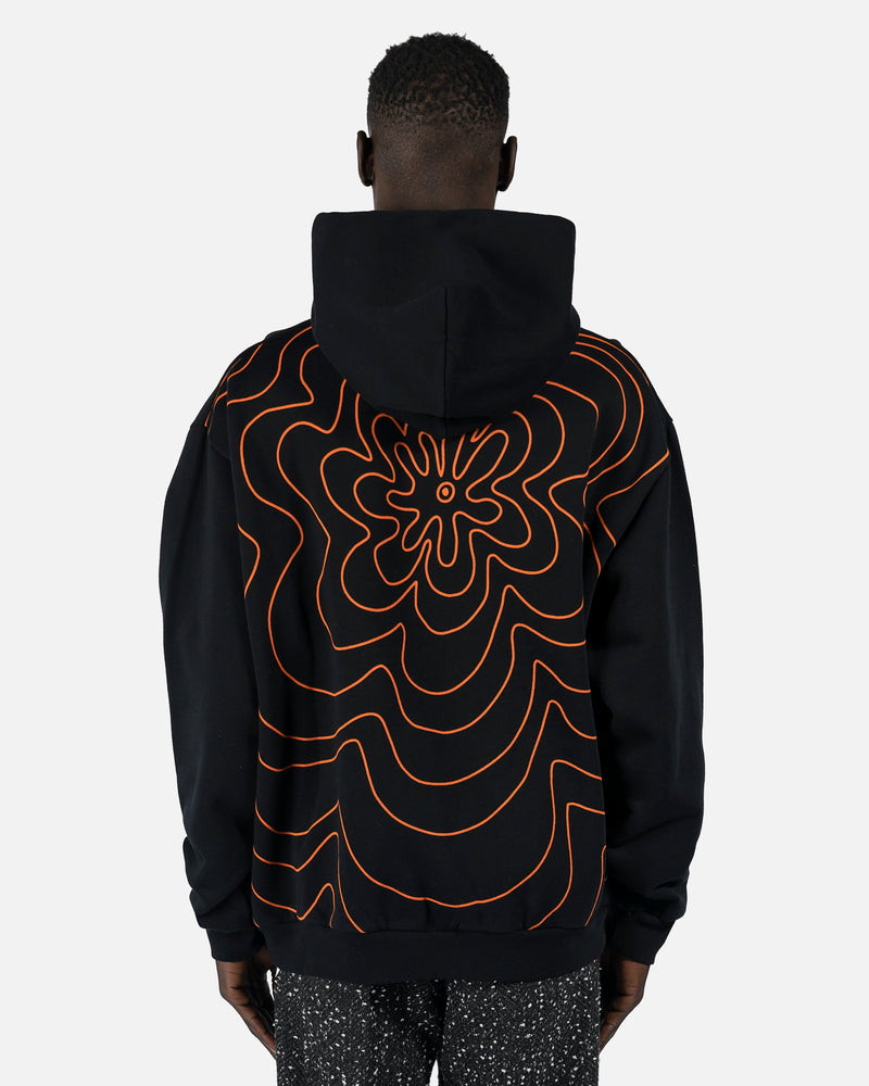 Marni Men's Sweatshirts Vibrating Flower Motif Hoodie in Black