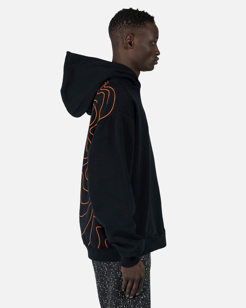 Marni Men's Sweatshirts Vibrating Flower Motif Hoodie in Black