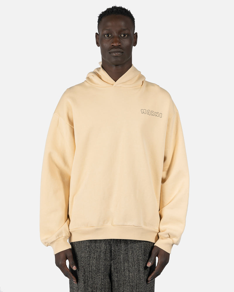 Marni Men's Sweatshirts Vibrating Flower Motif Hoodie in Cream