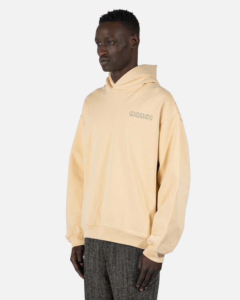 Marni Men's Sweatshirts Vibrating Flower Motif Hoodie in Cream