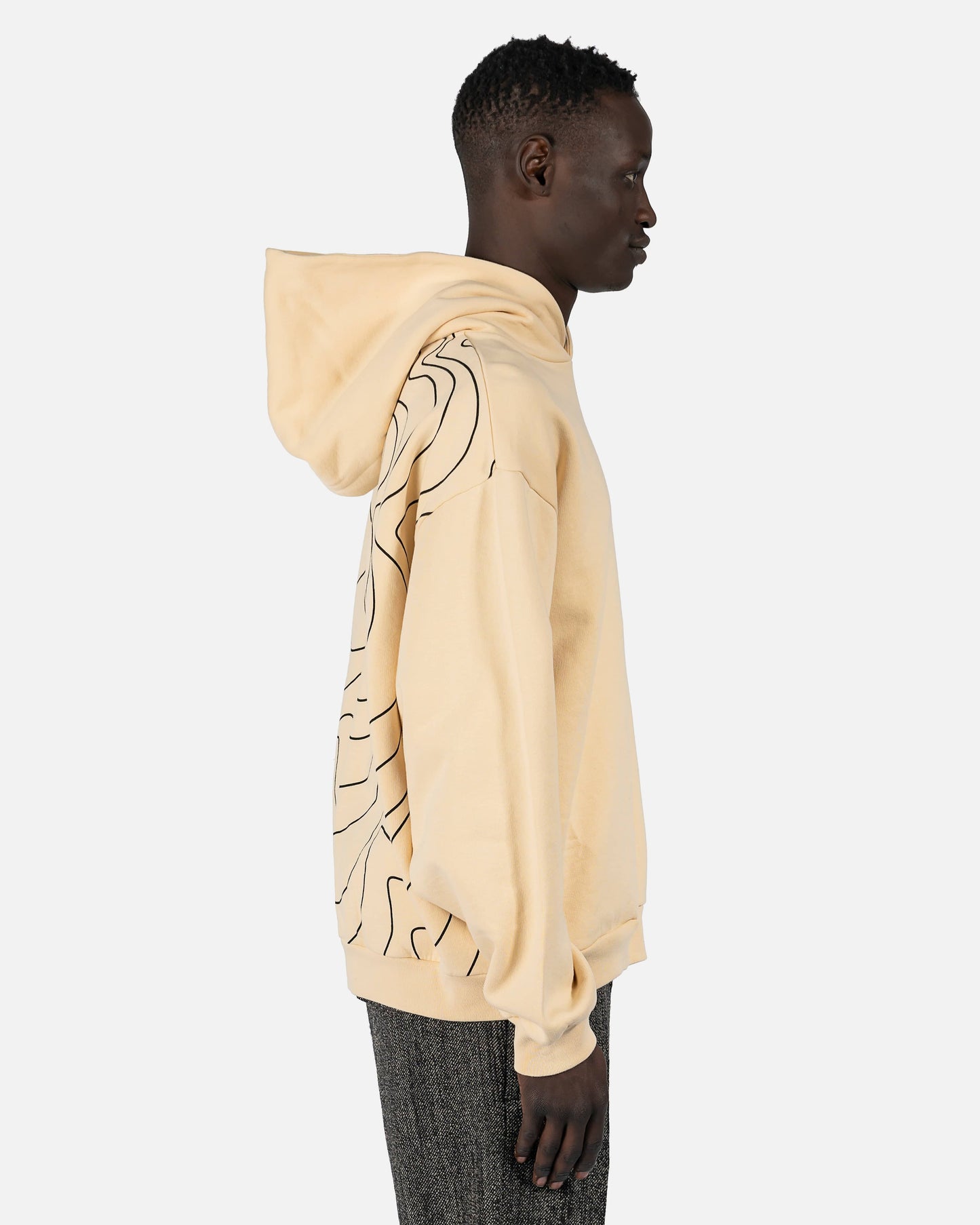 Marni Men's Sweatshirts Vibrating Flower Motif Hoodie in Cream