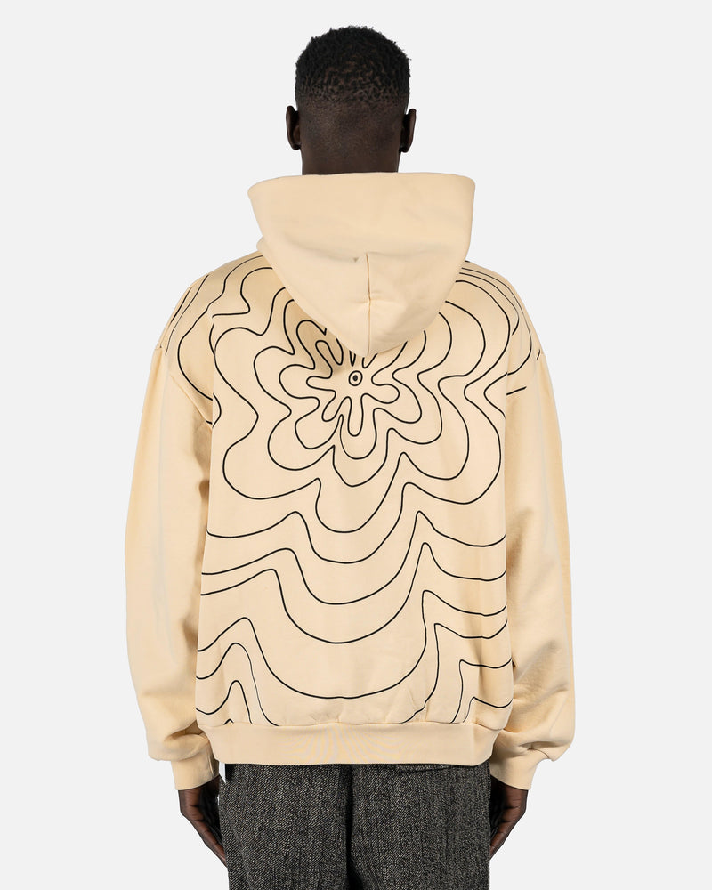 Marni Men's Sweatshirts Vibrating Flower Motif Hoodie in Cream
