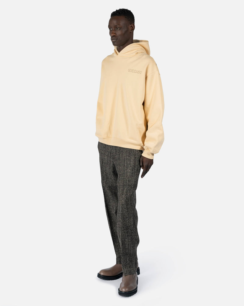 Marni Men's Sweatshirts Vibrating Flower Motif Hoodie in Cream