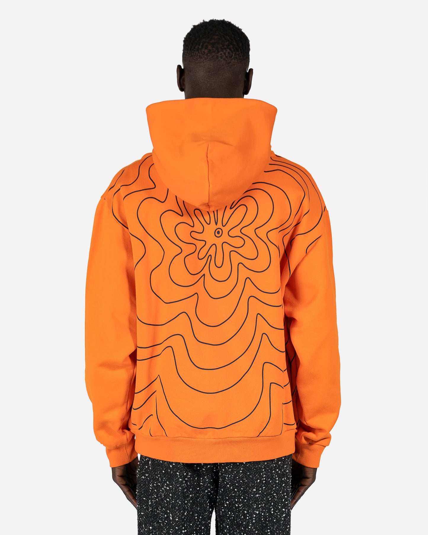 Marni Men's Sweatshirts Vibrating Flower Motif Hoodie in Orange