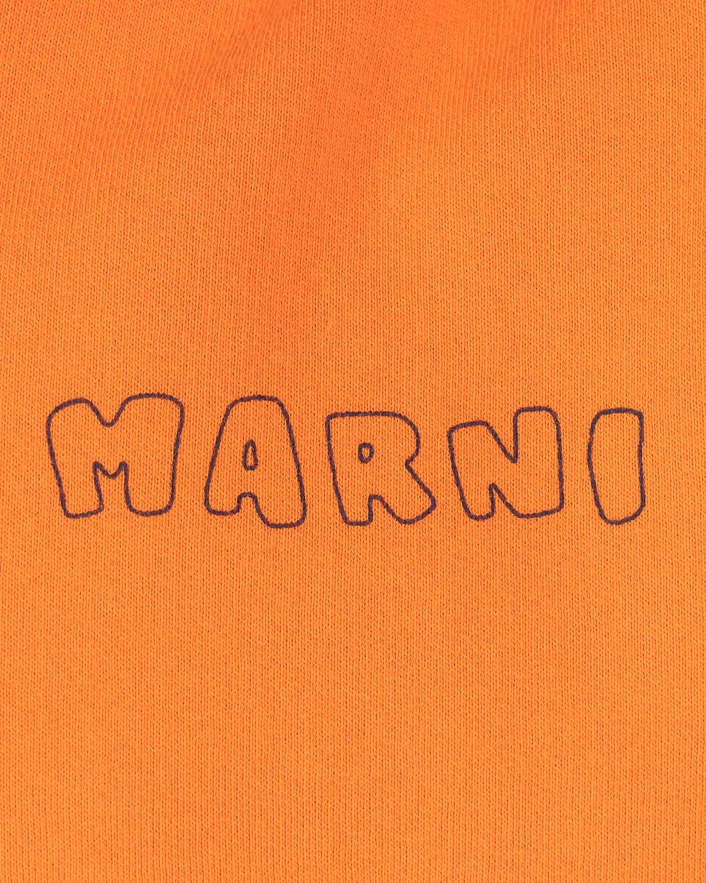 Marni Men's Sweatshirts Vibrating Flower Motif Hoodie in Orange