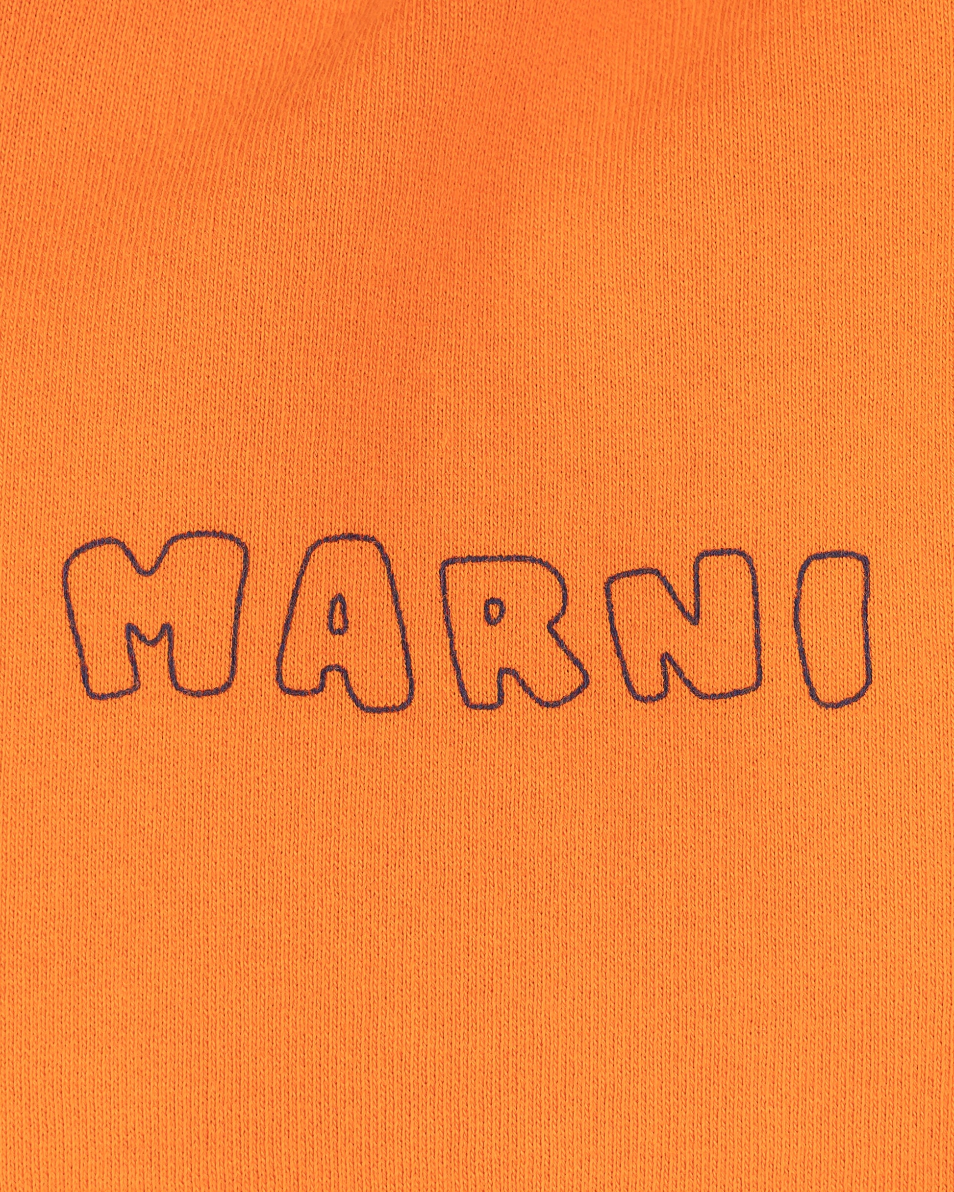 Marni Men's Sweatshirts Vibrating Flower Motif Hoodie in Orange