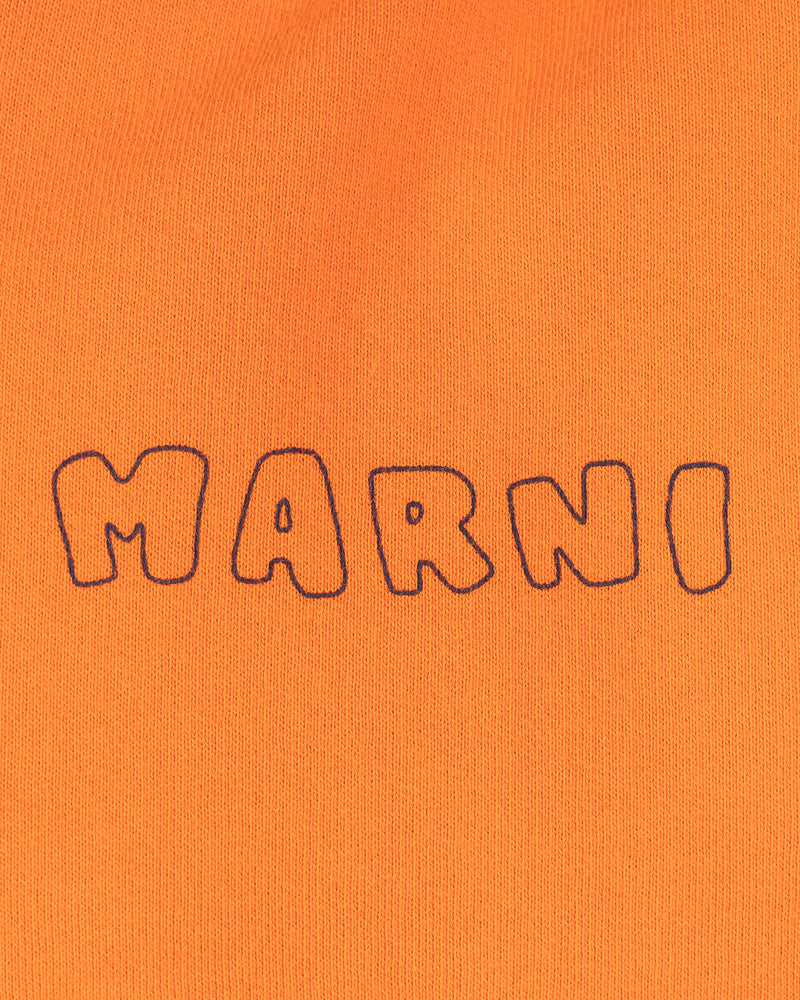 Marni Men's Sweatshirts Vibrating Flower Motif Hoodie in Orange